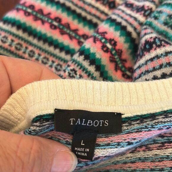 Talbots multicolored fair isle long sleeve sweater Size L EUC - Picture 6 of 8